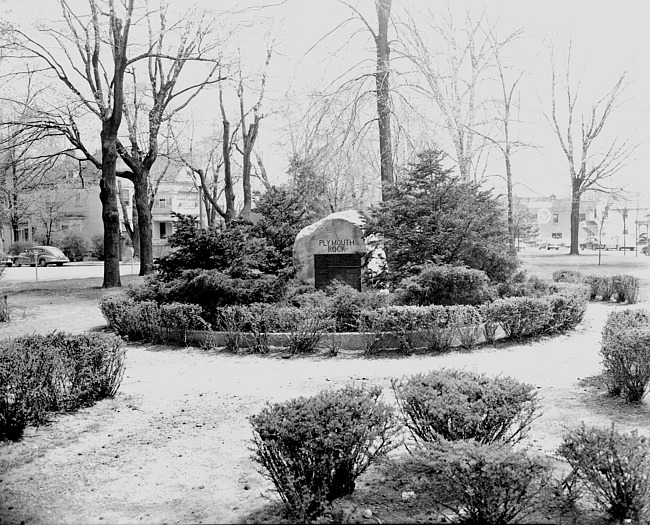 Plymouth Rock in Kellogg Park in original location before the fountain was installed