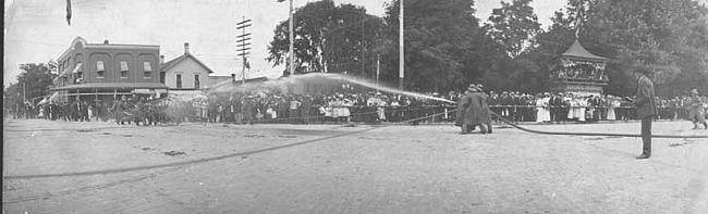 Annual Firemen's Water Battle, Main St., Plymouth MI