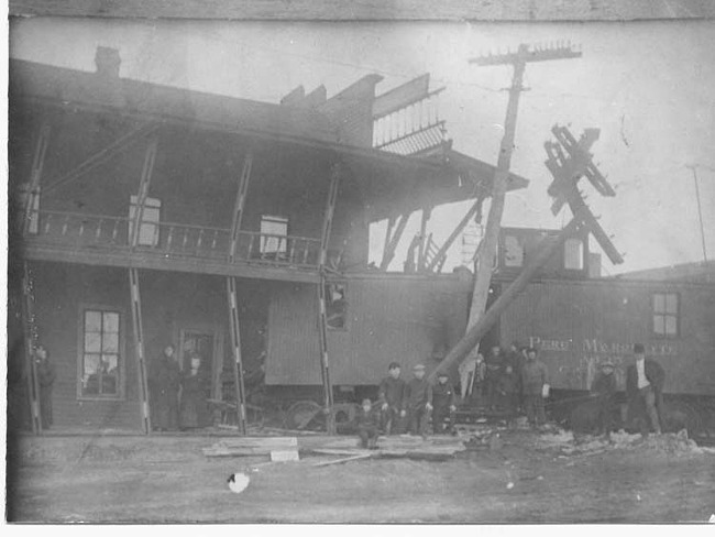 Derailed Train at Dan Smith's Hotel