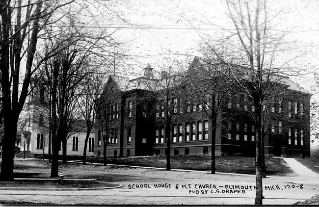 Schoolhouse and M.E. Church after 1907 remodelling of school