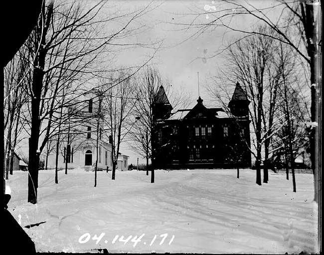 Plymouth High School and M.E. Church prior to 1916 Fire