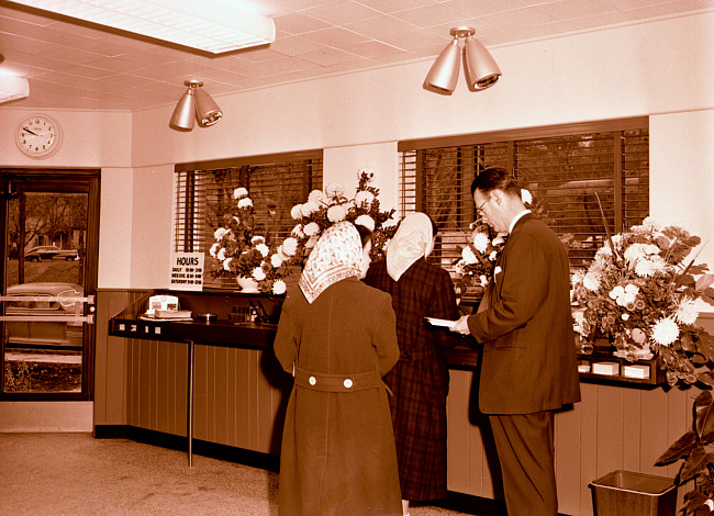 Service Counter with Congratulatory Flowers