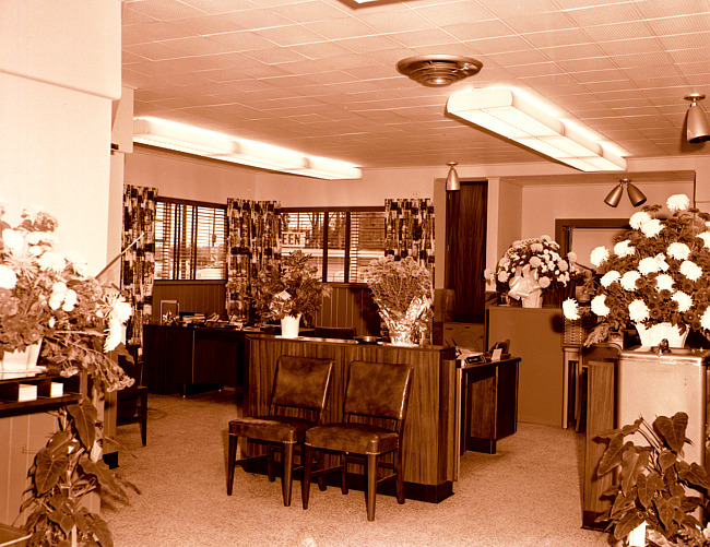 Office Area with Congratulatory Flowers