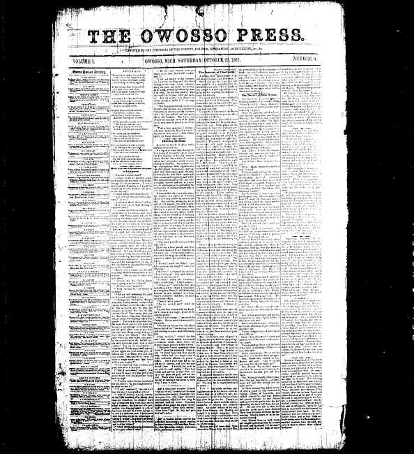 The Owosso Press. (1862 October 25)