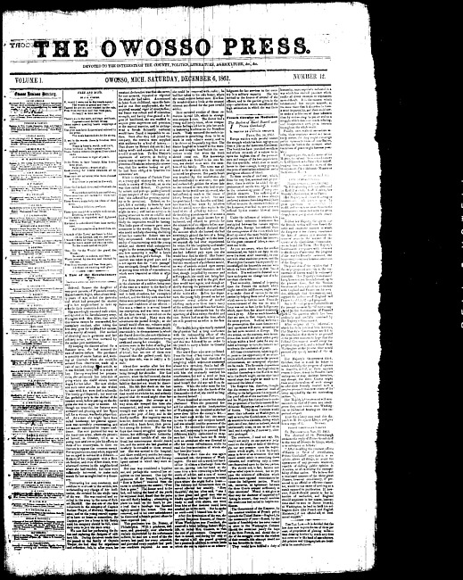 The Owosso Press. (1862 December 6)