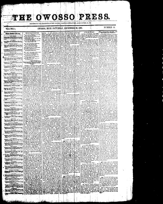 The Owosso Press. (1862 December 20)