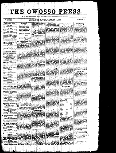 The Owosso Press. (1863 January 24)