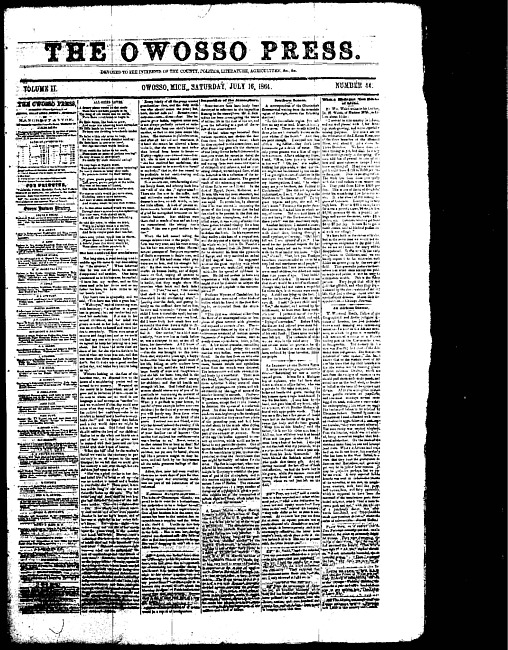 The Owosso Press. (1864 July 16)