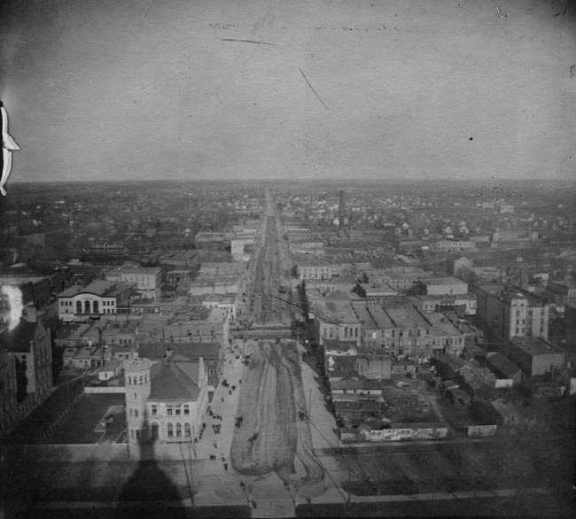 From Capitol looking East with shadow of dome, Lansing
