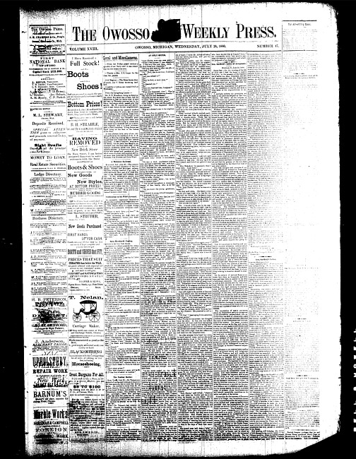 The Owosso Weekly Press. (1880 July 28)