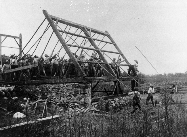 Barn raising after a tornado