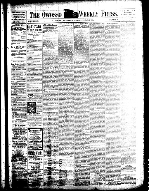 The Owosso Weekly Press. (1881 July 13)