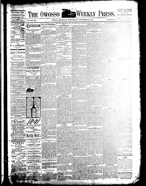 The Owosso Weekly Press. (1881 November 23)