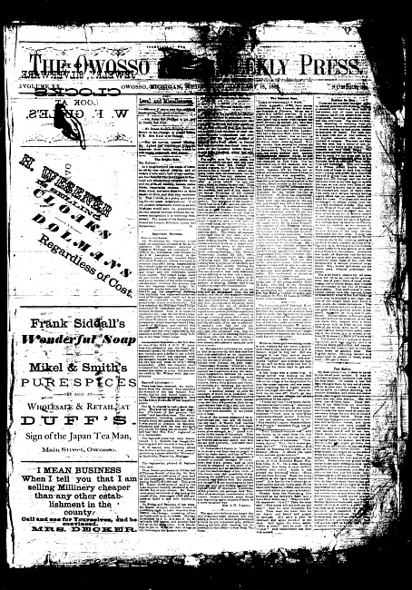 The Owosso Weekly Press. (1882 January 18)