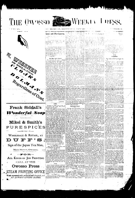 The Owosso Weekly Press. (1882 January 25)