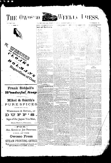 The Owosso Weekly Press. (1882 February 1)