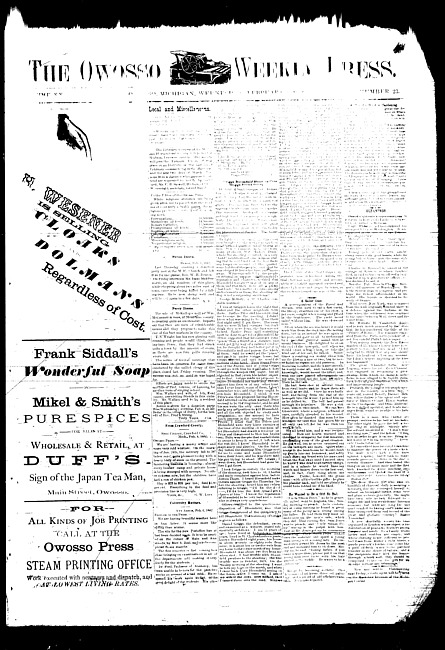 The Owosso Weekly Press. (1882 February 8)