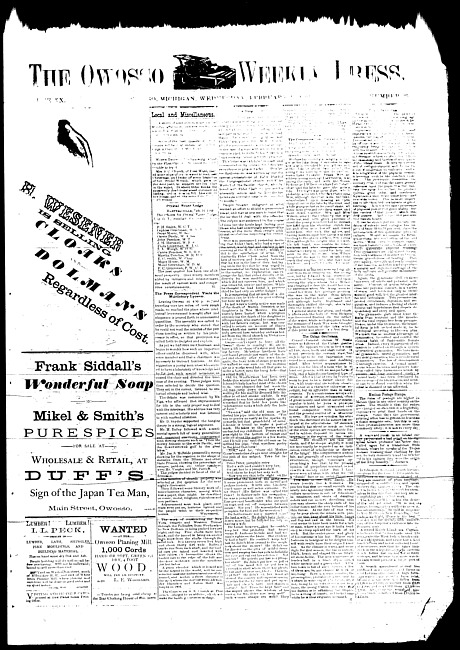 The Owosso Weekly Press. (1882 February 22)