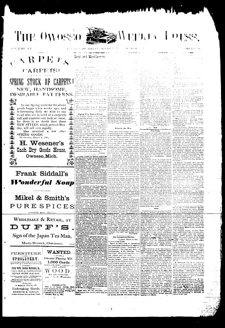 The Owosso Weekly Press. (1882 March 22)