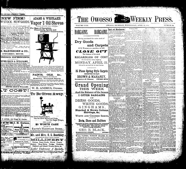 The Owosso Weekly Press. (1884 April 23)