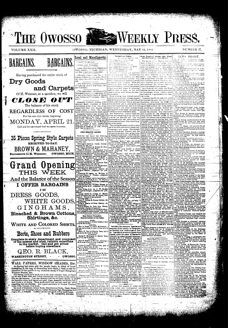 The Owosso Weekly Press. (1884 May 14)