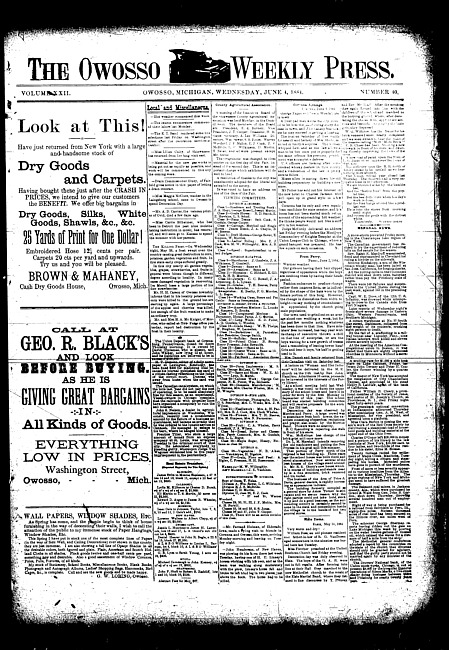 The Owosso Weekly Press. (1884 June 4)