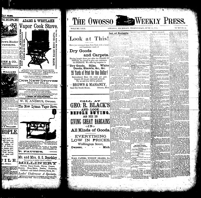 The Owosso Weekly Press. (1884 June 18)