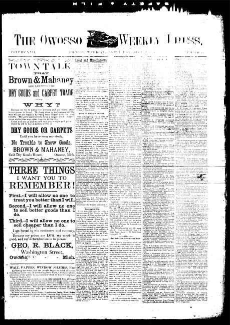 The Owosso Weekly Press. (1884 August 6)