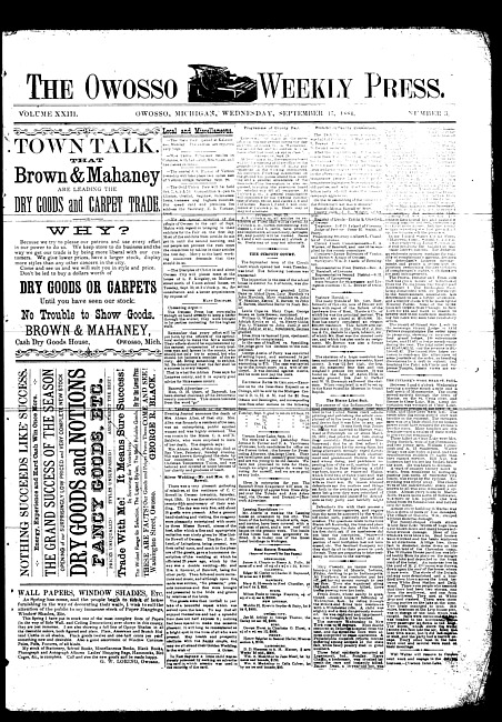 The Owosso Weekly Press. (1884 September 17)