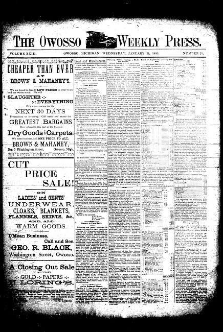 The Owosso Weekly Press. (1885 January 21)