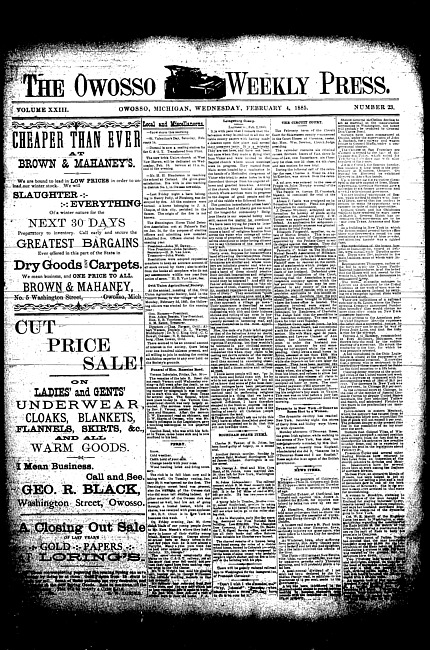 The Owosso Weekly Press. (1885 February 4)