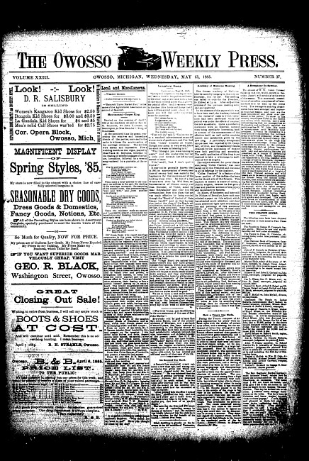 The Owosso Weekly Press. (1885 May 13)