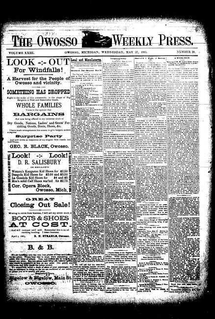The Owosso Weekly Press. (1885 May 27)