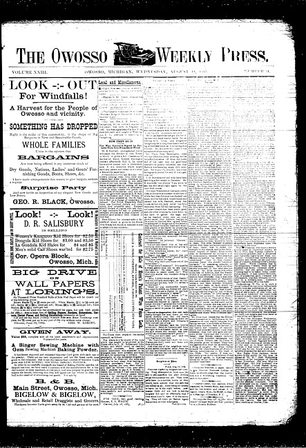 The Owosso Weekly Press. (1885 August 19)