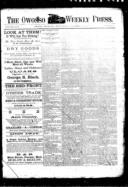 The Owosso Weekly Press. (1885 September 30)