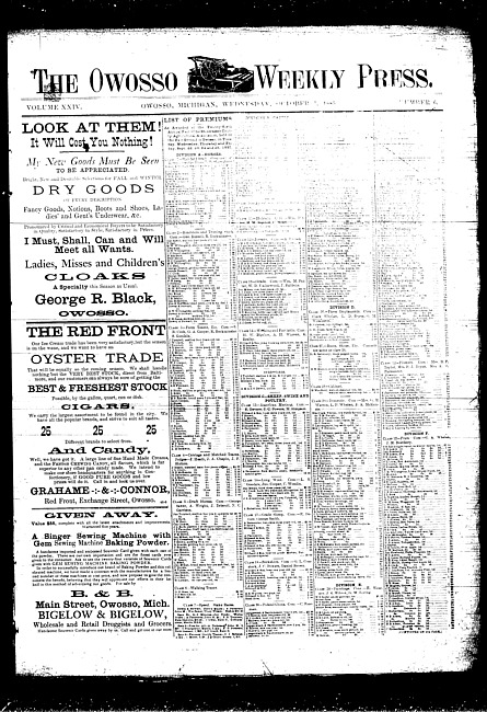 The Owosso Weekly Press. (1885 October 7)