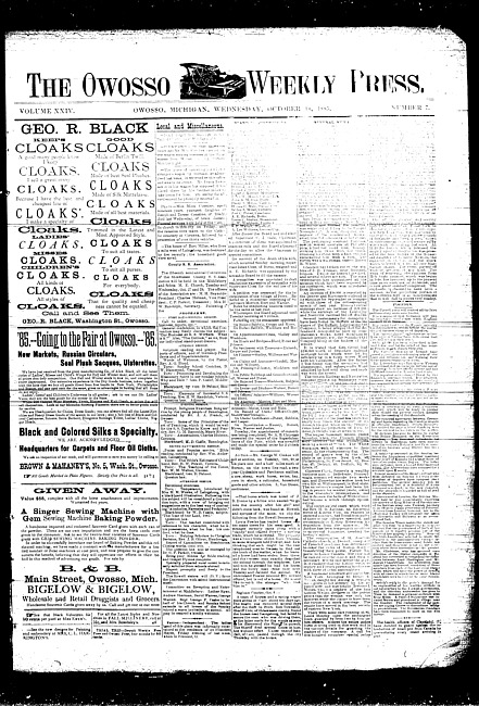 The Owosso Weekly Press. (1885 October 14)