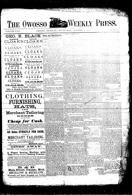 The Owosso Weekly Press. (1885 October 28)