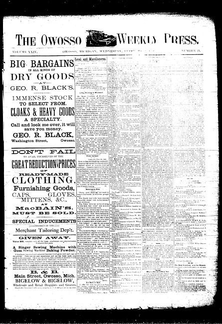 The Owosso Weekly Press. (1886 February 3)