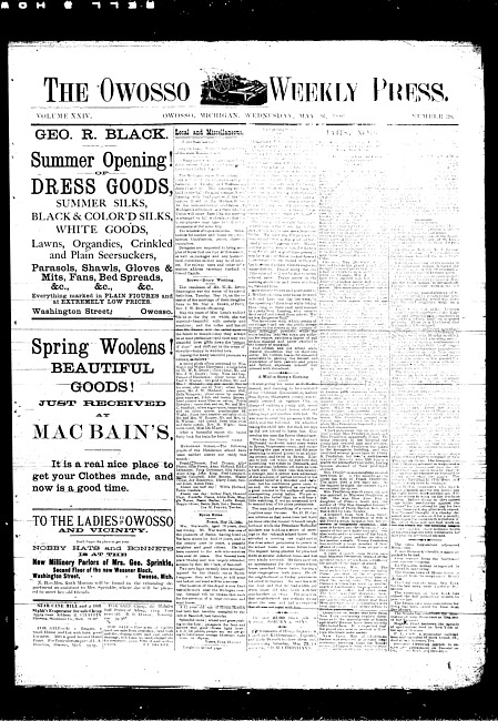 The Owosso Weekly Press. (1886 May 26)