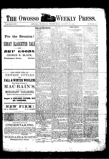 The Owosso Weekly Press. (1886 August 25)