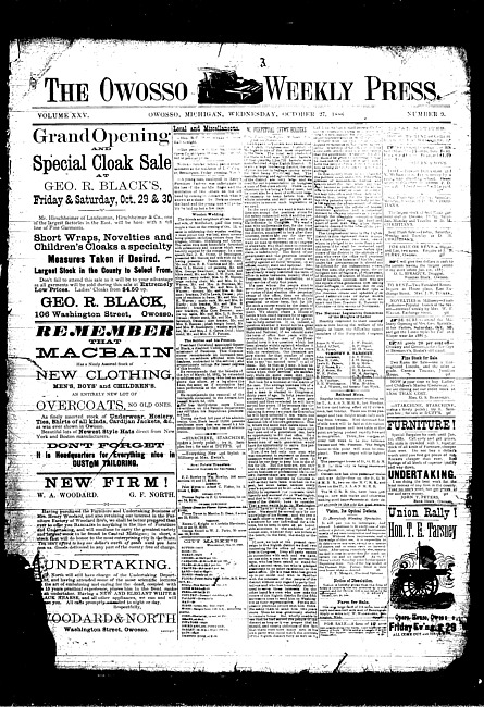 The Owosso Weekly Press. (1886 October 27)