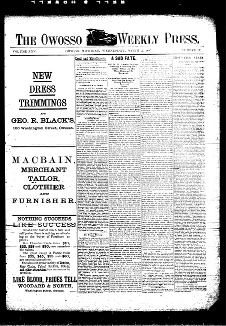 The Owosso Weekly Press. (1887 March 2)