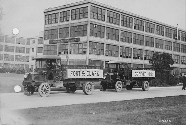 Chalmers Motor Company workers at factory during 1915 street car strike