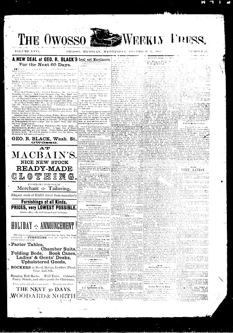 The Owosso Weekly Press. (1887 December 21)