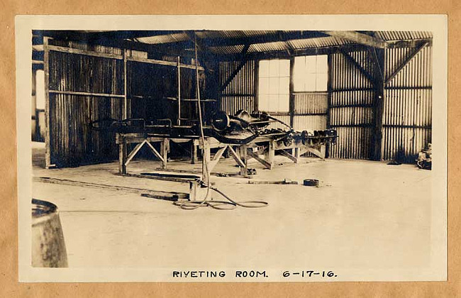 Liberty Motor Car Company riveting room interior