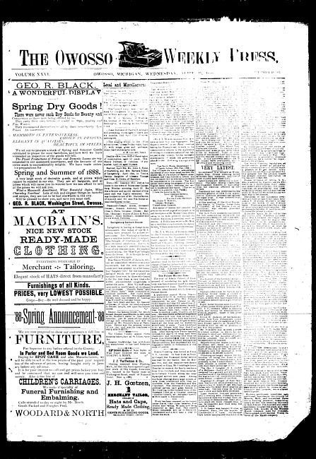 The Owosso Weekly Press. (1888 April 25)