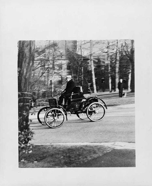Man driving 1899 Packard Model A