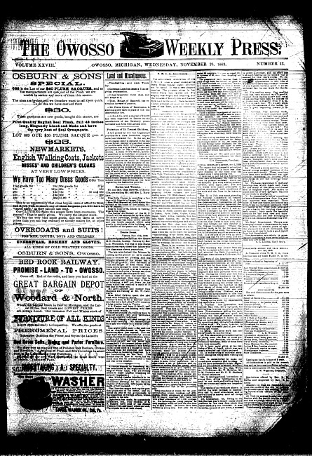 The Owosso Weekly Press. (1889 November 20)
