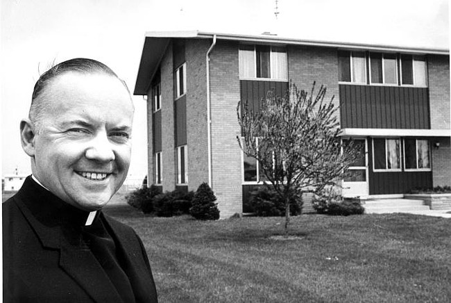 Father Leonard Partensky outside of rectory